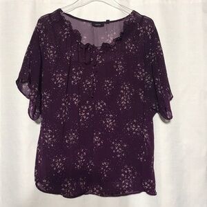 Apt. 9 Dark Purple Floral Blouse